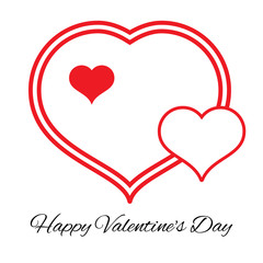 Three hearts. Romantic love symbol of valentine day. Vector illustration
