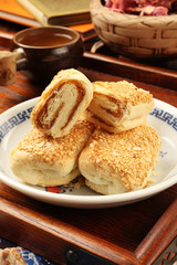 Crispy pineapple cake on the plate  