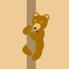 bear on a tree cartoon vector illustration flat style