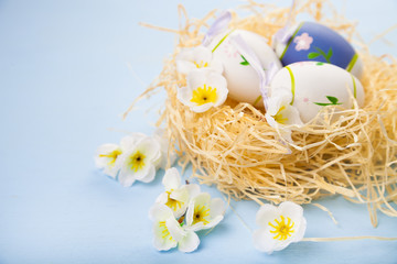 Easter eggs in nest