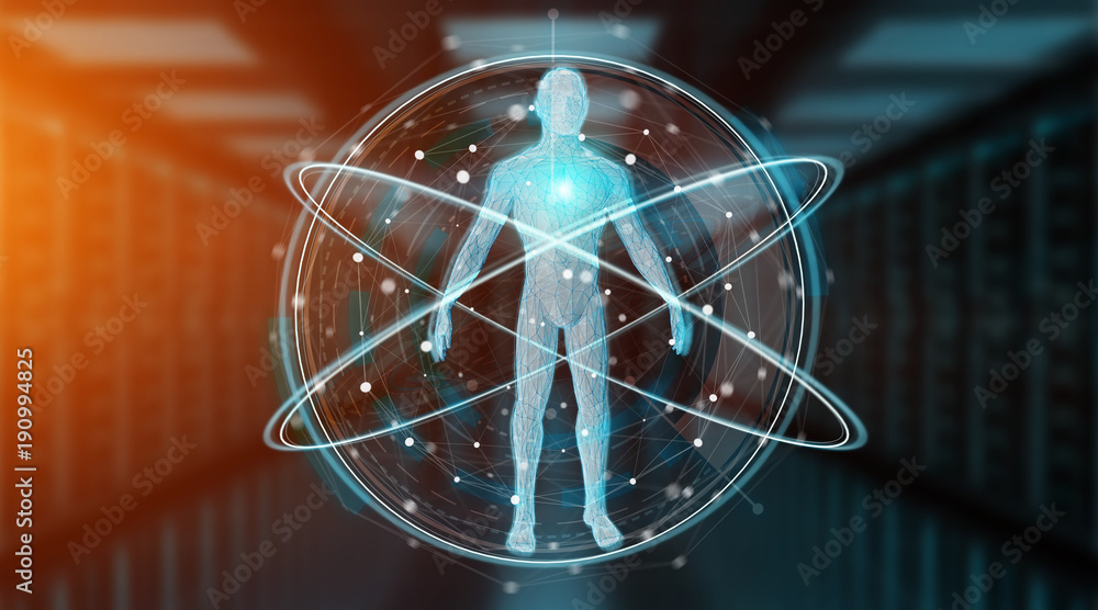 Fototapete digital x-ray human body scan background interface 3d rendering