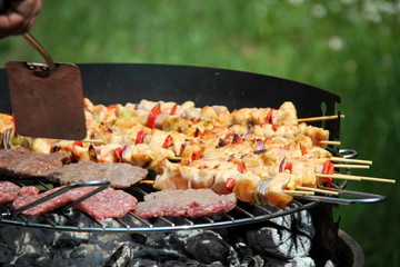 Barbecue Grilled meat on the BBQ grill