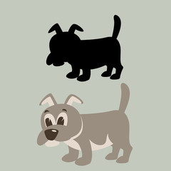 dog cartoon vector illustration flat style  silhouette