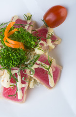 japanese cuisine. tuna sushi on the background