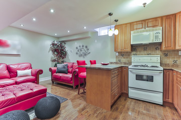 Basement Interior design with kitchen