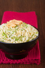 japanese cuisine. fried rice on the background