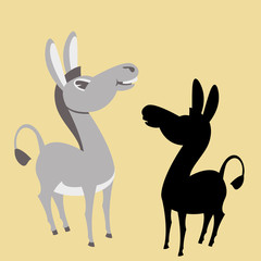 donkey cartoon vector illustration flat style black silhouette