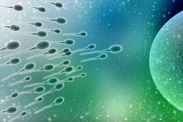 
3d illustration showing sperms and egg
