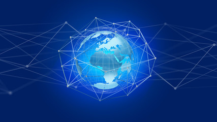 Obraz premium Connected network over a earth globe concept on a futuristic interface - 3d rendering