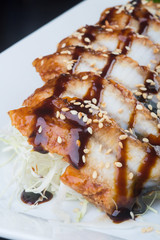 japanese cuisine. unagi or eel on the background