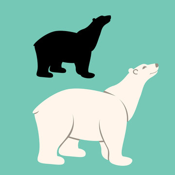  polar bear  cartoon vector illustration flat style silhouette