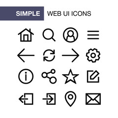 Set of web and mobile application icons for simple flat style ui design