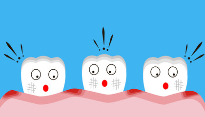 Obraz premium parodontosis, gingival inflammation, teeth. childrens vector 