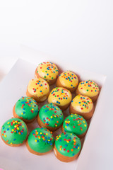 Sweet mini donut on background