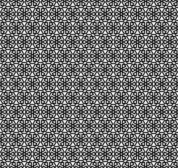 Abstract black pattern geometric of Islamic, Arabesque ornament on white background. Seamless Vector illustration.