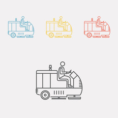 Street sweeper truck line icon