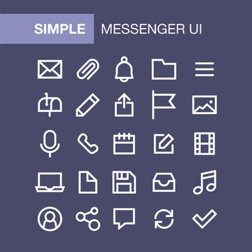 Set of messenger icons for simple flat style ui design