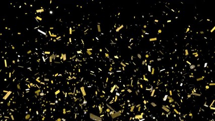 Confetti with alpha channel! Loopable. Transparency included so you can put this confetti over the top of any background you like. Shiny gold confetti falls and clears frame. See portfolio for more! - Powered by Adobe