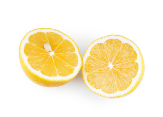Fototapeta na wymiar Lemon isolated on white background. Top view.