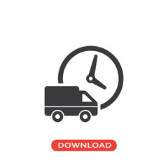 Logistics delivery truck and clock icon