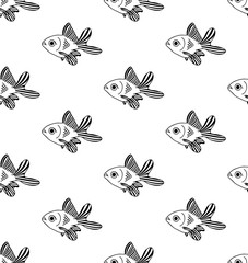 Goldfish Seamless on White Background