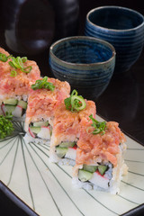japanese cuisine. sushi on the background