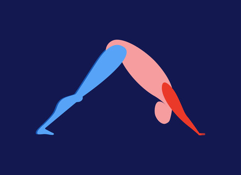 modern linear drawing of a yoga pose surya-namaskar asana parvatasana