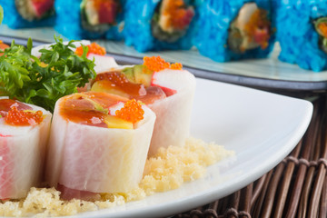 japanese cuisine. sushi on the background