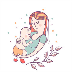 The mother and baby. Vector illustration