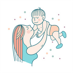 The mother and baby. Vector illustration