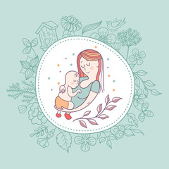 The mother and baby. Vector illustration