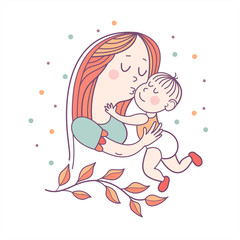 The mother and baby. Vector illustration