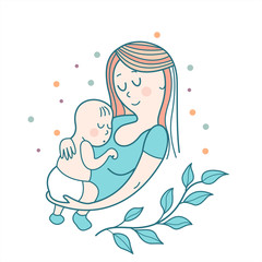 The mother and baby. Vector illustration