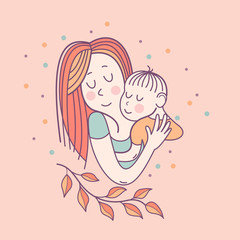 The mother and baby. Vector illustration