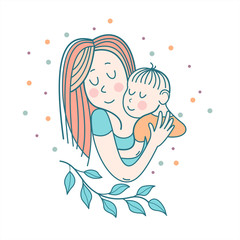 The mother and baby. Vector illustration