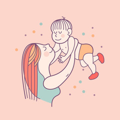 The mother and baby. Vector illustration