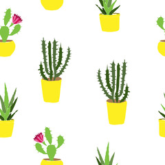 House Plants - simple color seamless pattern