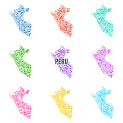 Vector dotted colourful map of Peru.