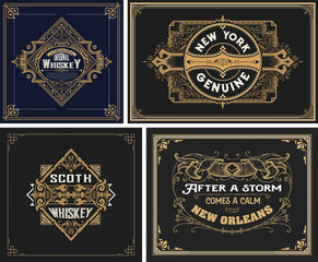 Retro card. Set of 4 templates. Vetor layered