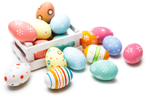 Colorful easter eggs isolated over white background