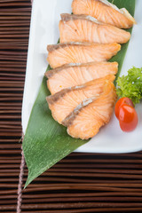 japanese cuisine. fried fish on the background