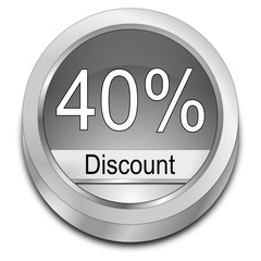 40% Discount button - 3D illustration