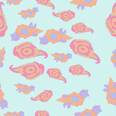 Floral oriental  seamless pattern . Hand drawn.