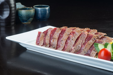 japanese cuisine. sashimi on the background