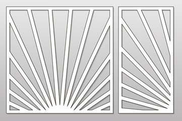 Template for cutting. Geometric lines pattern. Laser cut. Set ratio 1:1, 1:2. Vector illustration.