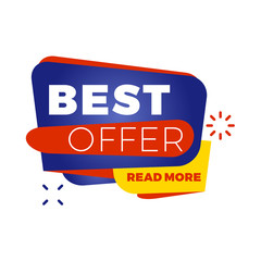 Sale bunner template. Vector design element for your promotion. Red, yellow and blue color theme. Rounded speech bubble