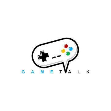 video game chat joystick console theme logo template