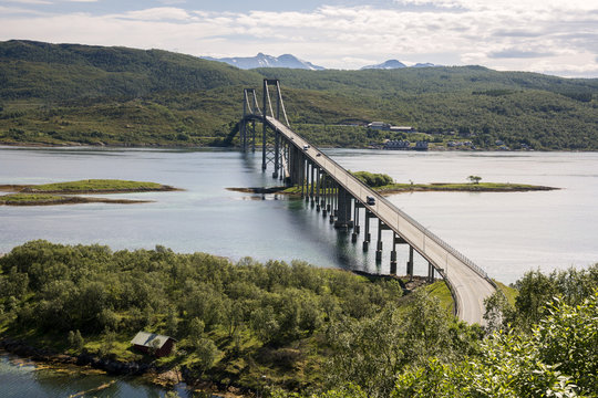 road and bridge in Gravdal to the Lofoten islands in Norway