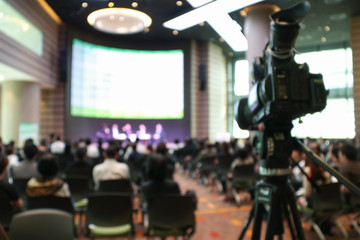 blurry of meeting room with camera