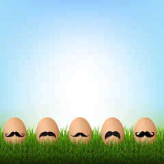 Grass Border With Mustache Easter Card